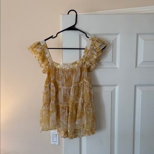 Ruffled Yellow Floral Women's Top